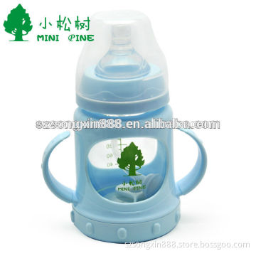 240ml Pink liquid glass baby bottle/water bottle